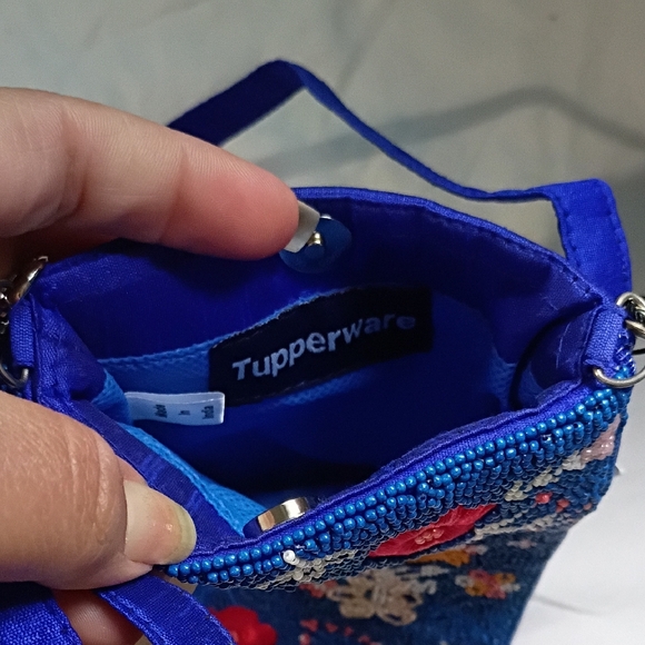 Tupperware Blue Floral Mini Crossbody Bag - Picture 5 of 5